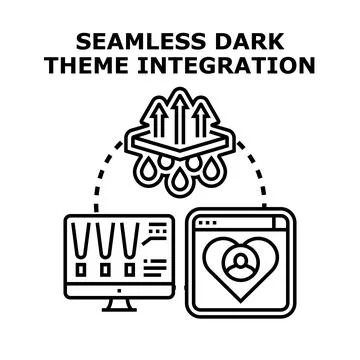 Seamless dark theme integration concept optimizing user experience Stock Illustration