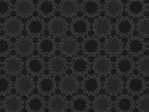 Seamless dark wallpaper pattern featuring subtle round mandala style repeat.. Stock Illustration
