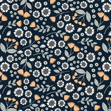 Seamless Dark Winter Flower Pattern Illustrazione stock