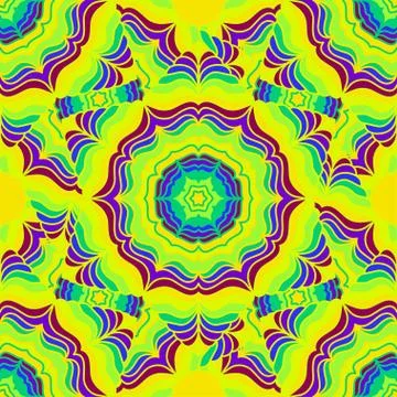 Seamless decorative backround. Rainbow floral mandalas. Bright pattern. Vinta Stock Illustration