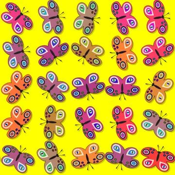 Seamless decorative butterflies pattern Stock Illustration