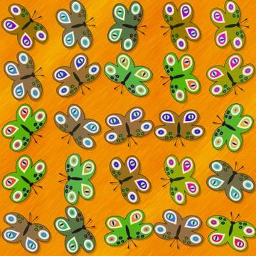 Seamless decorative butterflies pattern Stock Illustration