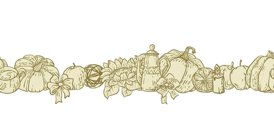 Seamless decorative line with background in vector with household things for Stock Illustration