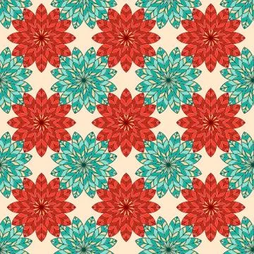 Seamless decorative pattern with abstract flowers Stock Illustration