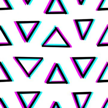 Seamless decorative pattern with hand drawn geometry shapes. 3d stereoscopic Stock Illustration