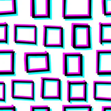 Seamless decorative pattern with hand drawn geometry shapes. 3d stereoscopic Stock Illustration