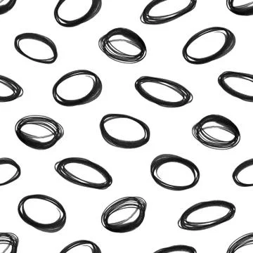 Seamless decorative pattern with hand drawn oval shapes. Stock Illustration