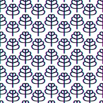 Seamless decorative pattern with linear style leaves. 3d stereoscopic effect Stock Illustration