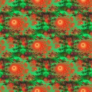 Seamless decorative pattern with red-orange flowers Stock Illustration