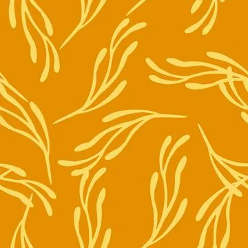 Seamless decorative pattern with yellow random elements. Orange background. V Stockillustratie