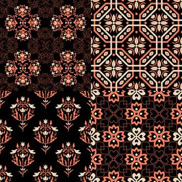 Seamless decorative patterns Stock Illustration