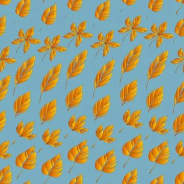 Seamless decorative template texture with green and beige leaves. Illustrazione stock