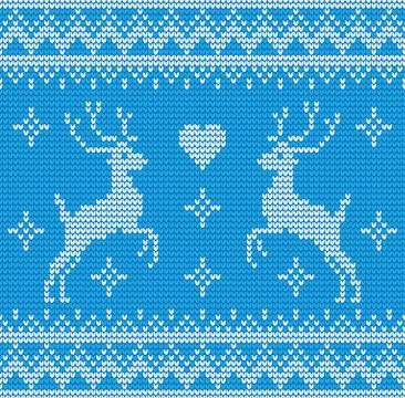 Seamless deer knitting background Stock Illustration