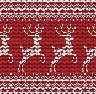 Seamless deer knitting pattern Stock Illustration