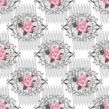 Seamless delicate pattern of bouquets. Summer flowers. Floral seamless backgr Stock Illustration