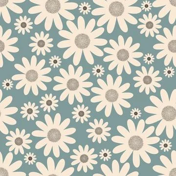 Seamless delicate vector floral pattern of daisies Stock Illustration