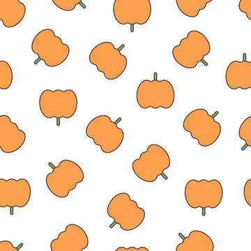 Seamless delicious pattern with whole pumpkins Stock Illustration