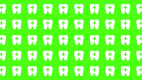 Seamless dental pattern with tooth icons and medical crosses on green background Stock Footage 344875341