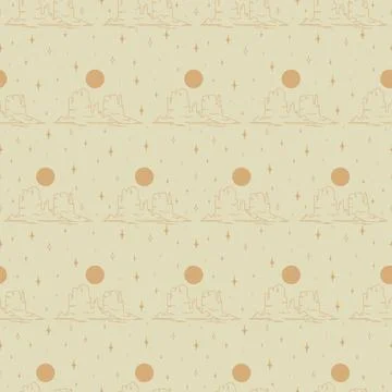 Seamless desert pattern. Vintage beautiful seamless desert illustration patte 스톡 일러스트