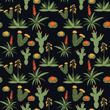 Seamless desert plants Stock Illustration