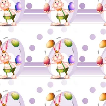 A seamless design with a bunny and Easter eggs Illustrazione stock