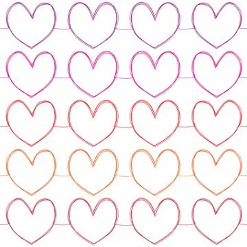 Seamless design of continuous one line drawing hearts.  Stock Illustration