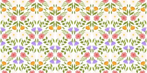 Seamless design with floral elements. Botanical-inspired recurring pattern wi Stockillustratie