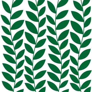Seamless design of green leaf on white background.  Stock Illustration