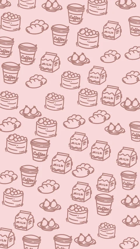 Seamless dessert pattern background with cakes cupcakes and pies on pink Stock Footage 331416684