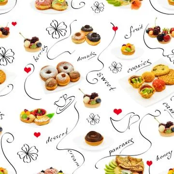 Seamless desserts Illustrazione stock