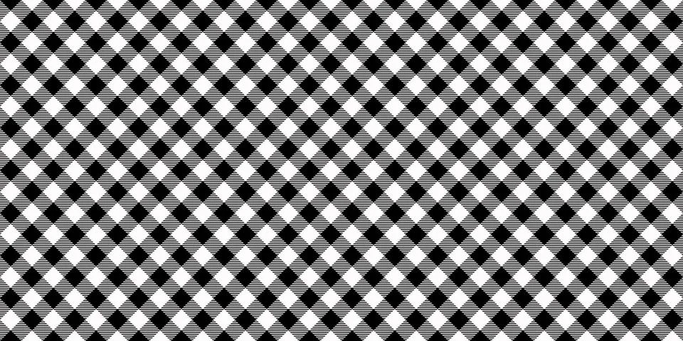 Seamless diagonal gingham pattern. Black and white slanted vichy cage background Stock Illustration