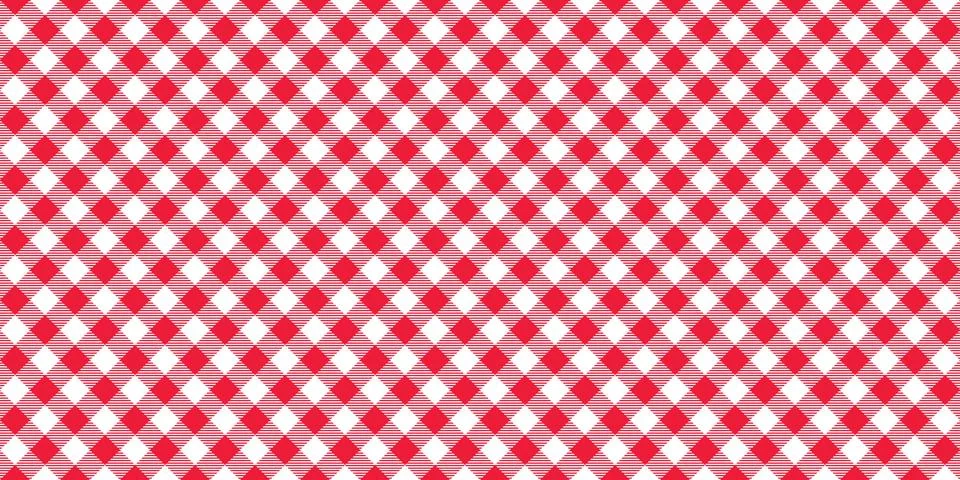 Seamless diagonal gingham pattern. Red and white slanted vichy cage background Stock Illustration