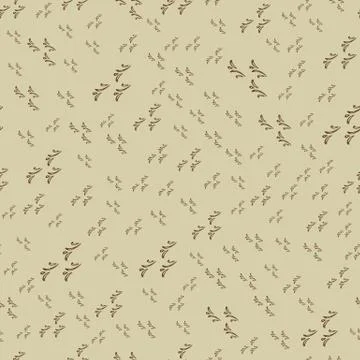 Seamless diagonal pattern. Brown leaves with wavy edges on a beige background Stock Illustration