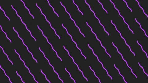 Seamless diagonal pattern of neon purple wavy lines on dark background for 库存影片 334140126