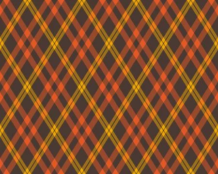 Seamless diagonal plaid pattern in warm autumn colors. Featuring intersecting Stock Illustration