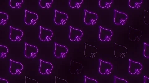 Seamless diagonal purple hearts pattern on black background Stock Footage 289233426