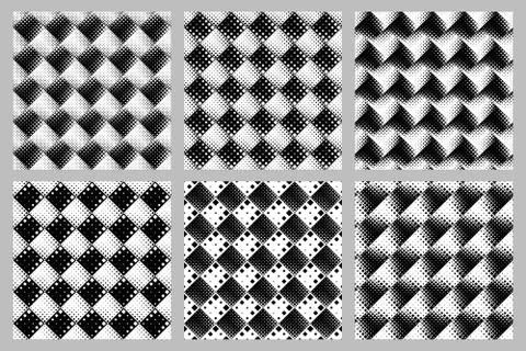 Seamless diagonal square pattern background set Stock Illustration