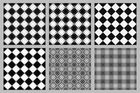 Seamless diagonal square pattern background set Stock Illustration