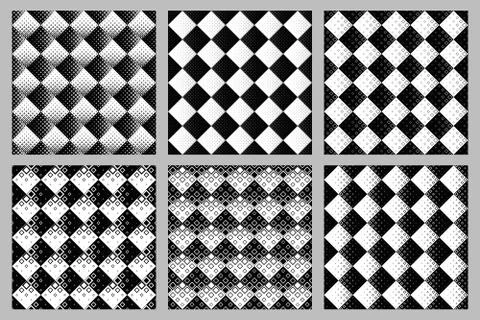 Seamless diagonal square pattern background design set Stock Illustration