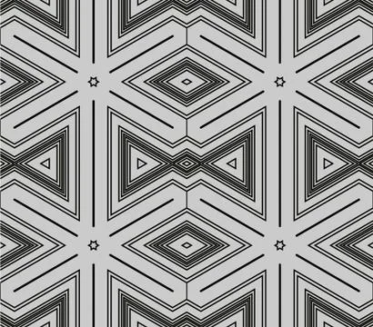 Seamless diamond and stripes pattern gray black Stock Illustration
