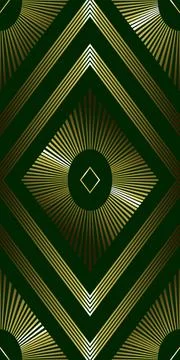 Seamless diamond pattern gold on green art deco background Stock Illustration