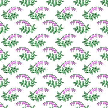 Seamless dicentra pattern Stock Illustration