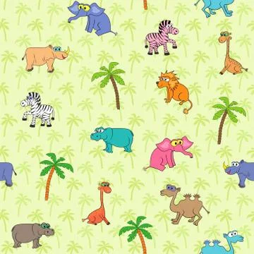 Seamless different animal pattern Stock Illustration