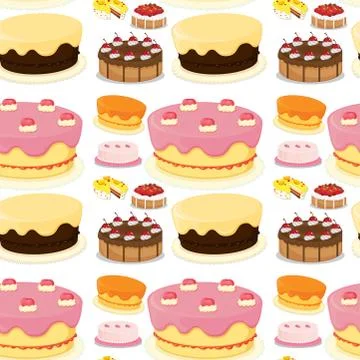 Seamless different kind of cake 스톡 일러스트
