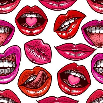 Seamless different lips Illustrazione stock