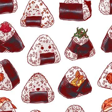 Seamless different onigiri Stock Illustration