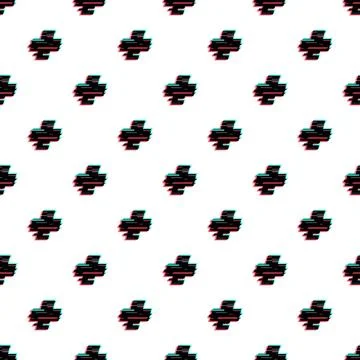 Seamless digital glitch plus marks pattern on white background Illustrazione stock