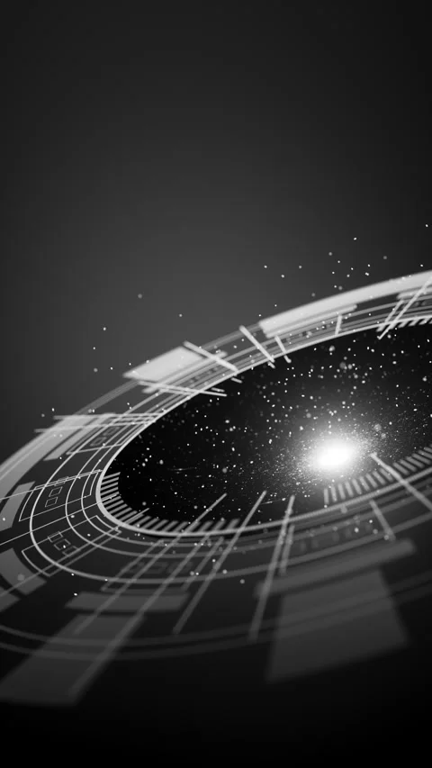 Seamless digital HUD loop with luminous cosmic particles. Stock Footage 317502007