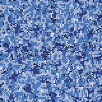 Seamless digital pattern blue camouflage grunge Stock Illustration