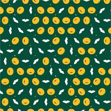 Seamless digital pattern featuring abstract yellow fruit and white shapes o.. Stock Illustration